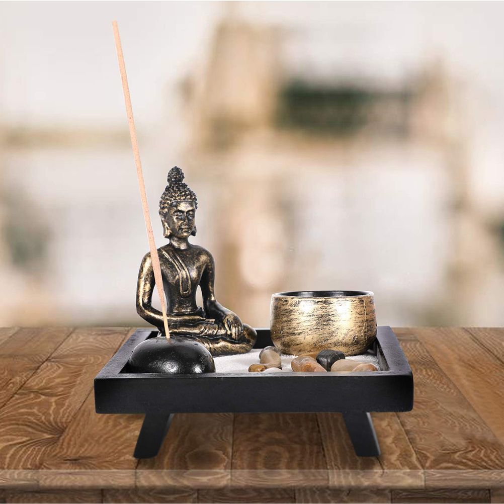 Buddha Statue Tea Light Candle Incense Holder Home Decoration Gift