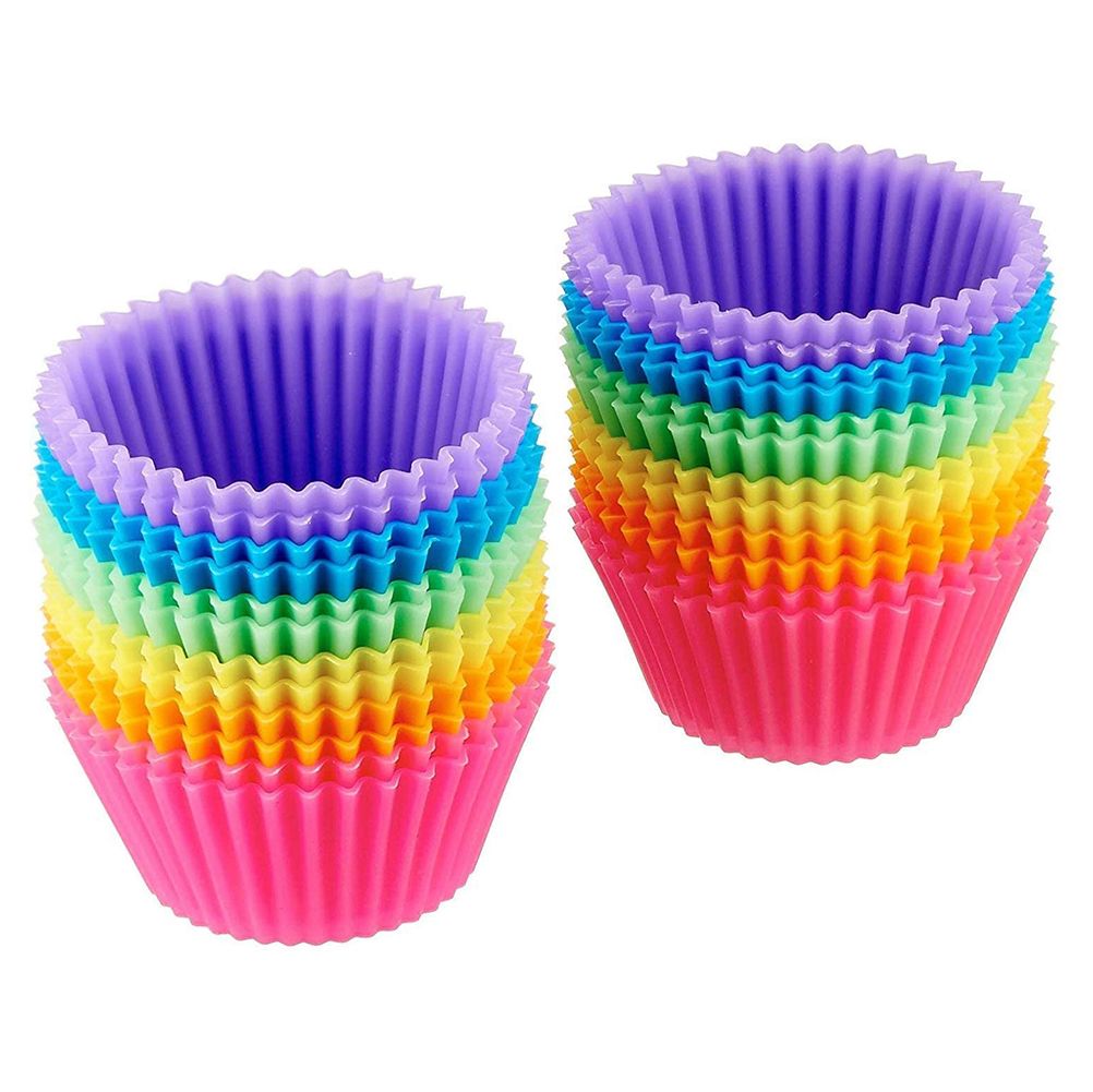 24Pcs Baking Cups Reusable Silicone Cake Cups Non Stick Baking Cups
