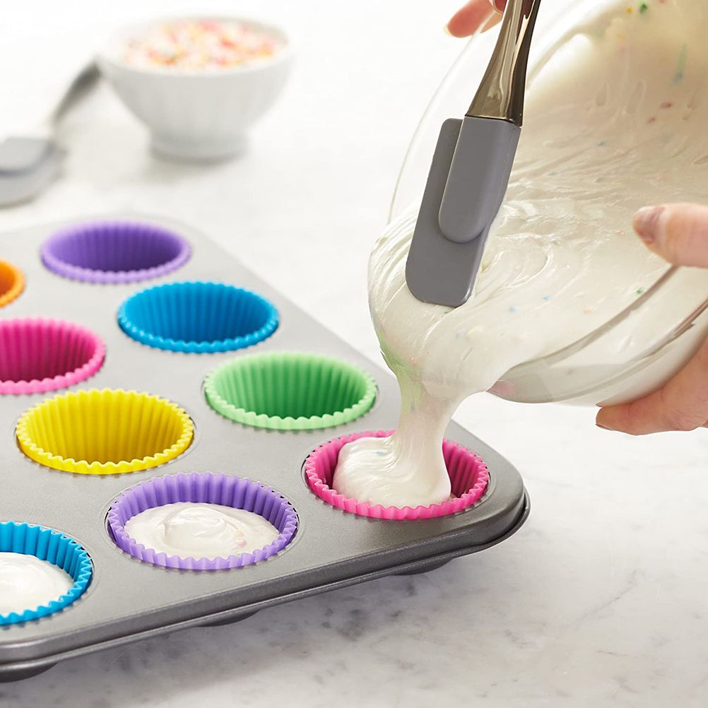24Pcs Baking Cups Reusable Silicone Cake Cups Non Stick Baking Cups