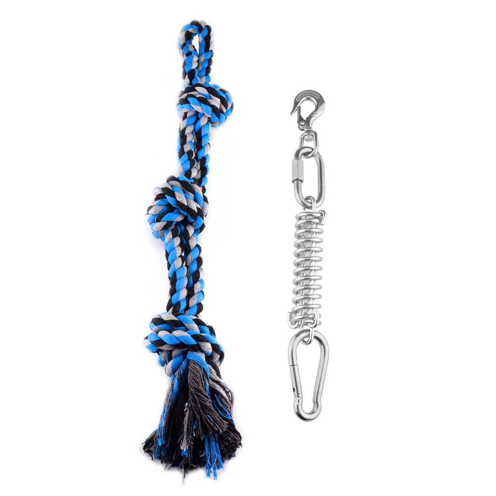 Spring Pole Dog Rope Toy Dog Tug of War Toy Outdoor Hanging Exercise Rope for Pet