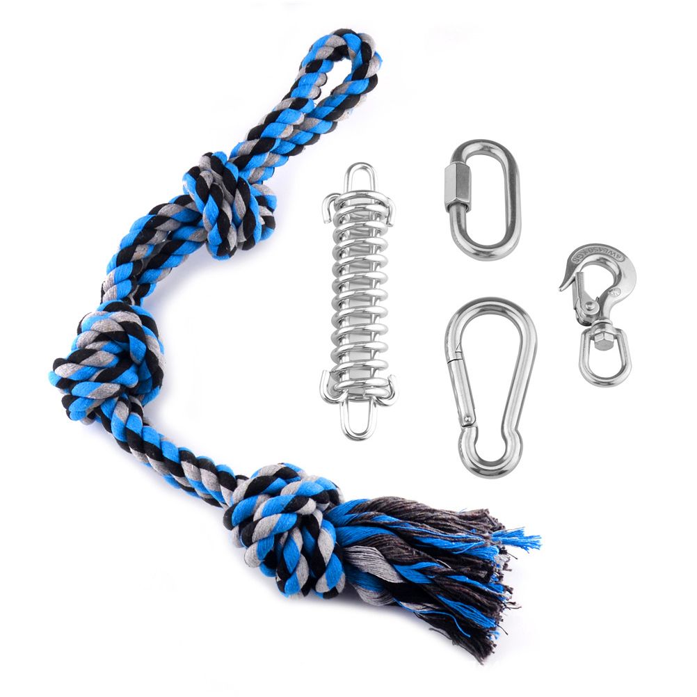 Spring Pole Dog Rope Toy Dog Tug of War Toy Outdoor Hanging Exercise Rope for Pet