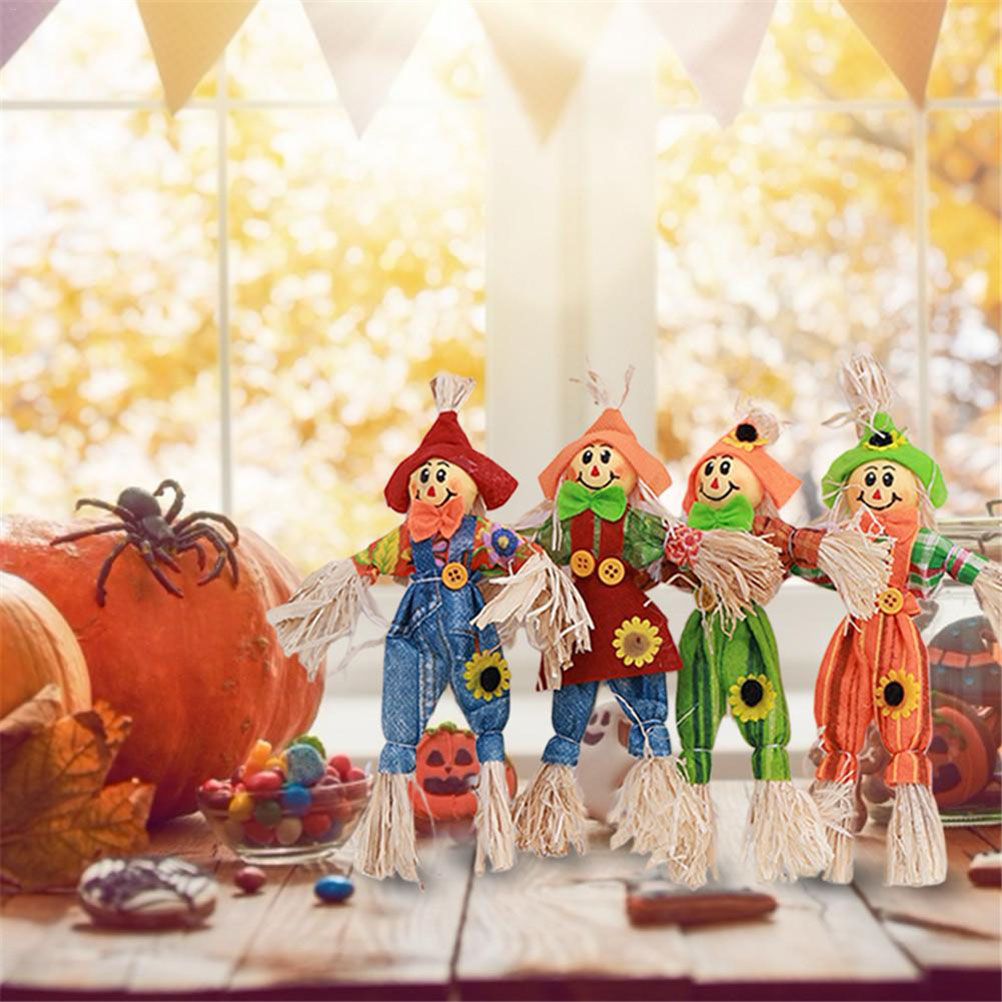 4PCS Standing Scarecrow Cute Fall Garden Scarecrow Ornament for Halloween Decoration Mall Bar Decoration