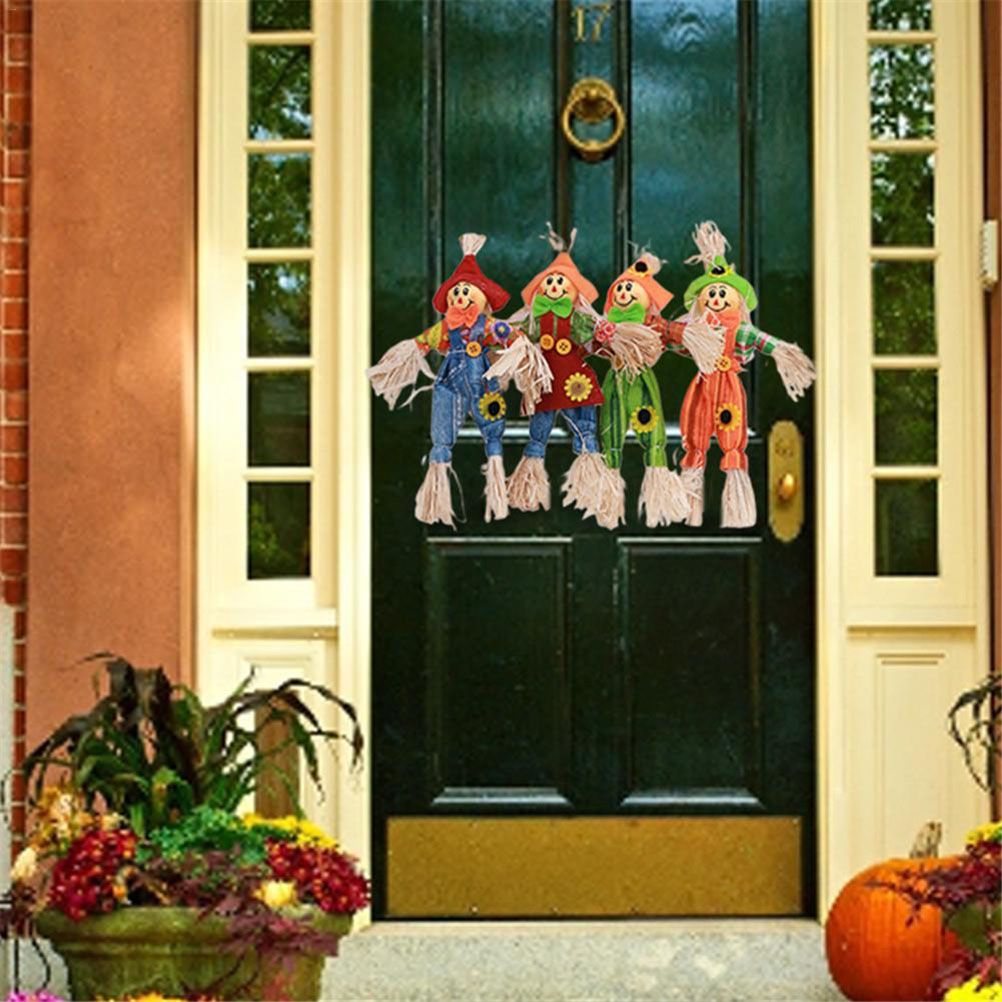 4PCS Standing Scarecrow Cute Fall Garden Scarecrow Ornament for Halloween Decoration Mall Bar Decoration