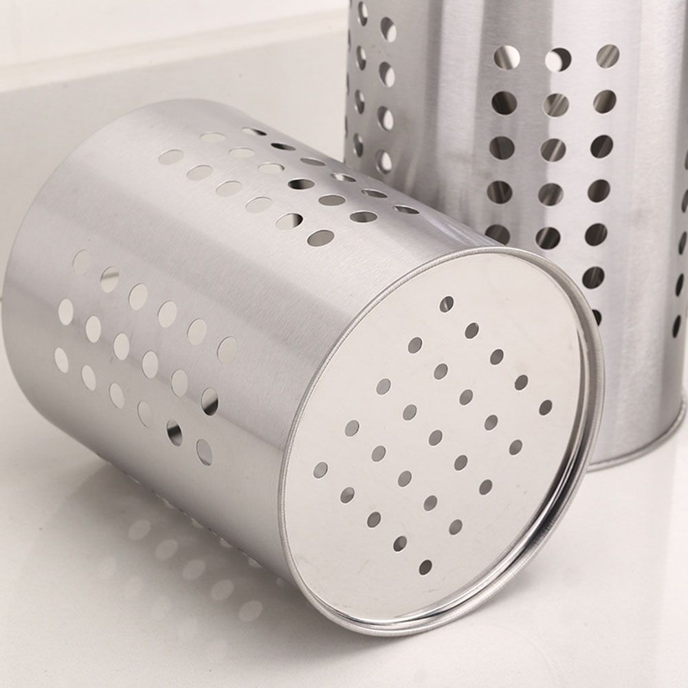 Kitchen Stainless Steel Round Hole Cooking Tools Holder Tableware Cage Chopsticks Tube Storage Brush Holder