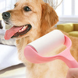 Roller Hair Remover Household Hair Sticking Device Multifunctional Portable Pet Hair Remover Clothes Sticking Device Pink - Top-Down View