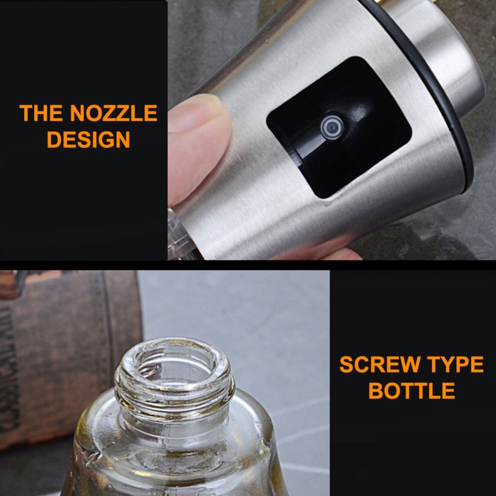 200ML Oil Sprayer Dispenser Oil Spray Bottle Portable Grilling Olive Oil Glass Bottle for Kitchen Cooking Salad Bread Baking