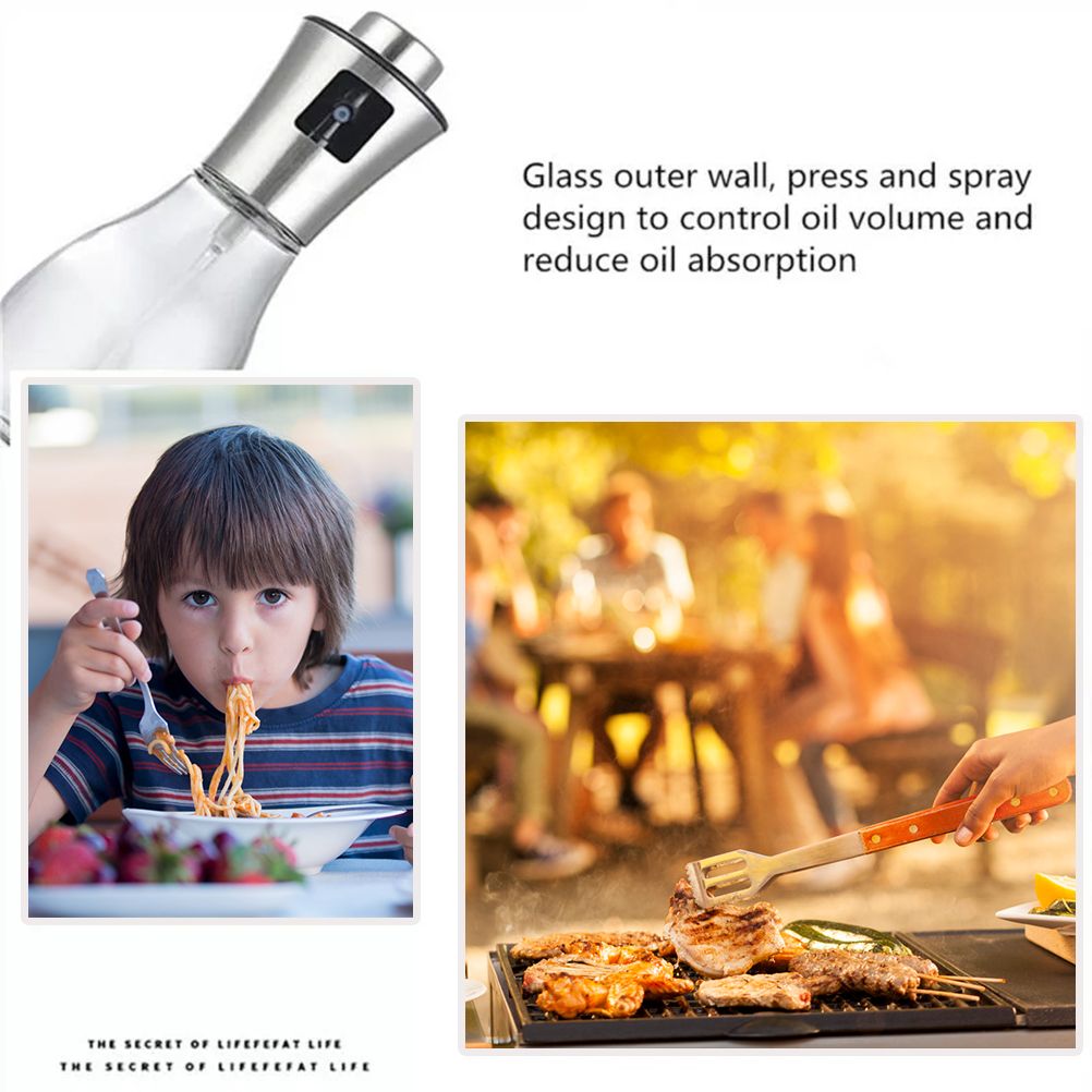 200ML Oil Sprayer Dispenser Oil Spray Bottle Portable Grilling Olive Oil Glass Bottle for Kitchen Cooking Salad Bread Baking