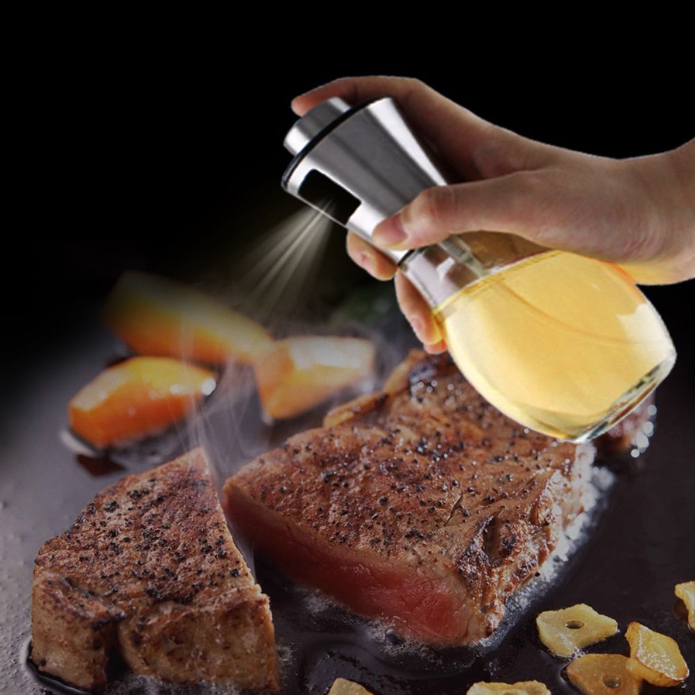 200ML Oil Sprayer Dispenser Oil Spray Bottle Portable Grilling Olive Oil Glass Bottle for Kitchen Cooking Salad Bread Baking