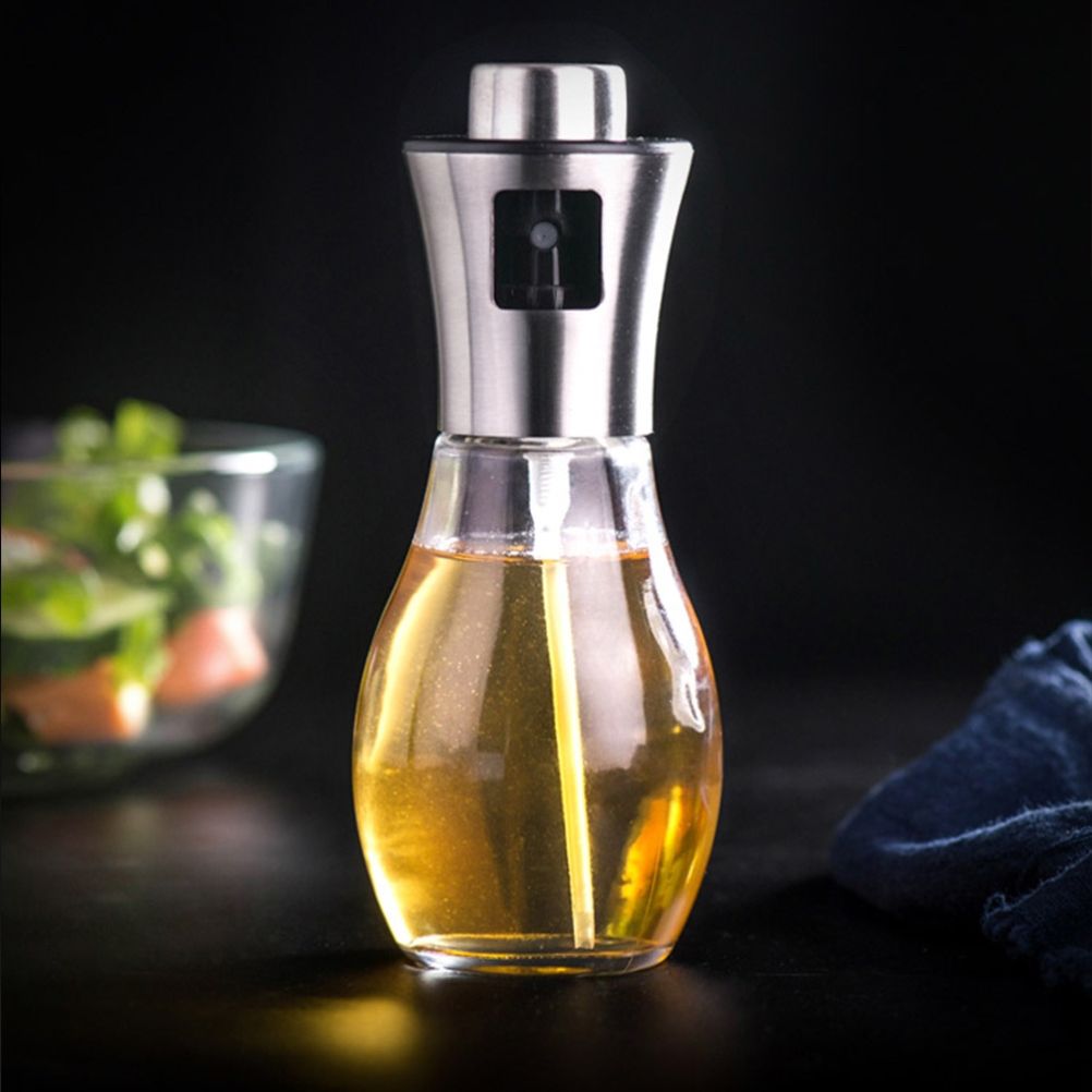 200ML Oil Sprayer Dispenser Oil Spray Bottle Portable Grilling Olive Oil Glass Bottle for Kitchen Cooking Salad Bread Baking