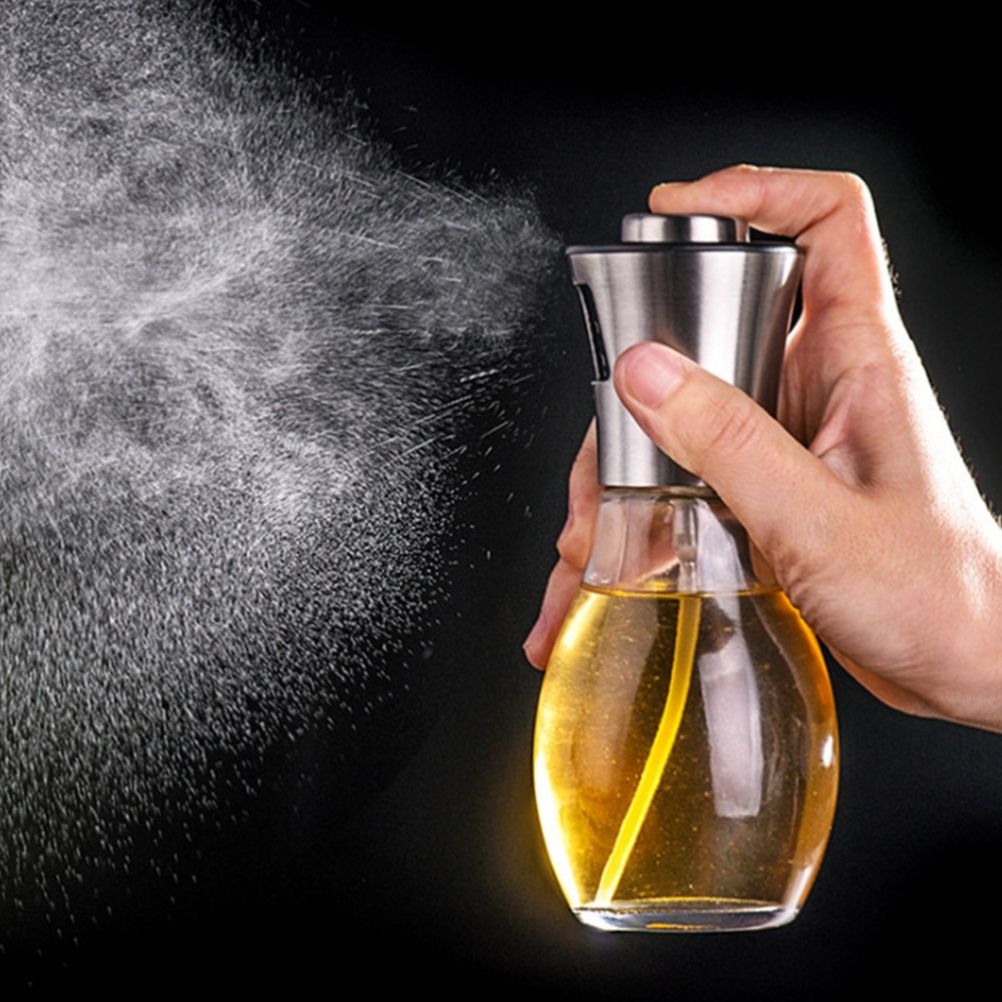 200ML Oil Sprayer Dispenser Oil Spray Bottle Portable Grilling Olive Oil Glass Bottle for Kitchen Cooking Salad Bread Baking