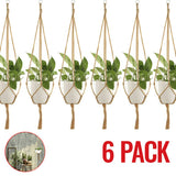 6Pcs Macrame Plant Hanger Vintage Rope Basket Indoor Outdoor Hanging Plant Holders