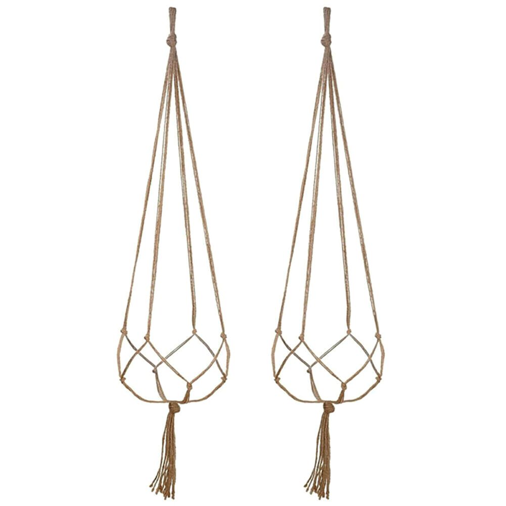 6Pcs Macrame Plant Hanger Vintage Rope Basket Indoor Outdoor Hanging Plant Holders