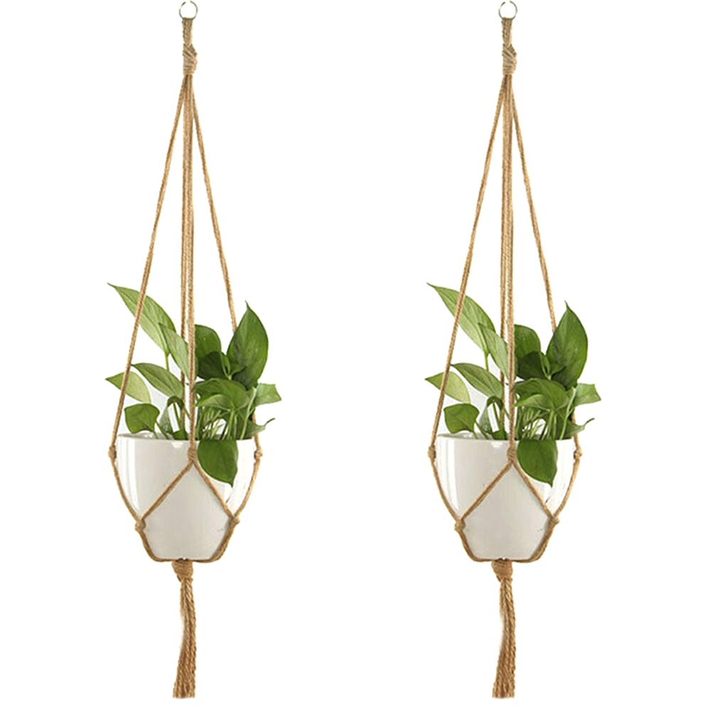 6Pcs Macrame Plant Hanger Vintage Rope Basket Indoor Outdoor Hanging Plant Holders