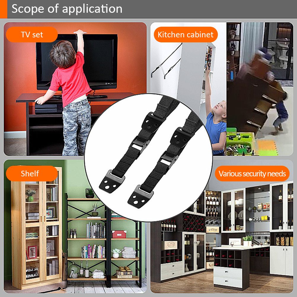 Anti Tip Furniture and TV Straps Adjustable Heavy Duty TV Straps Furniture Straps TV Wall Straps