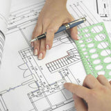 9Pcs Drawings Templates Measuring Geometric Rulers Plastic Draft Rulers for Engineering Building Studying and Designing