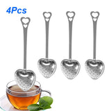 4PCS Stainless Steel Heart Shape Tea Infuser Long Handle Filter Tea Filter for Loose Tea - Rear View