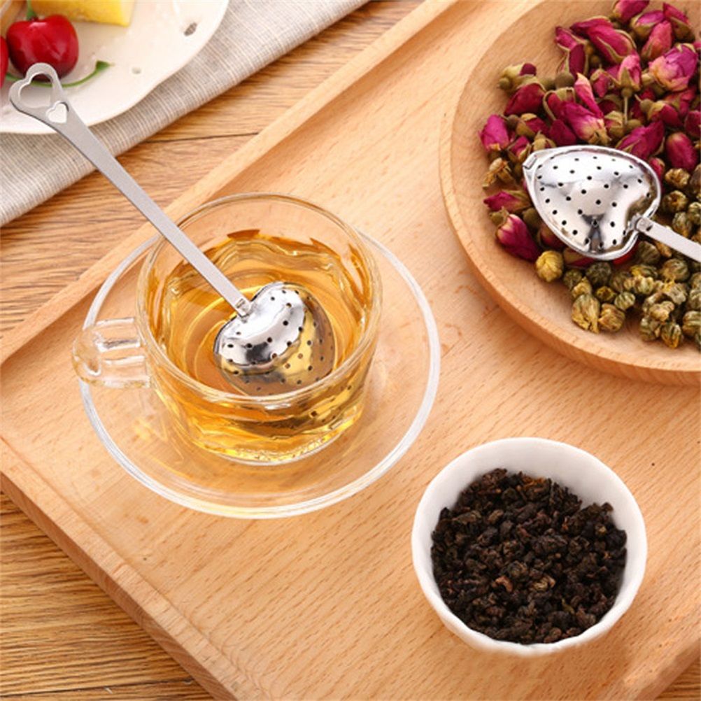 4PCS Stainless Steel Heart Shape Tea Infuser Long Handle Filter Tea Filter for Loose Tea