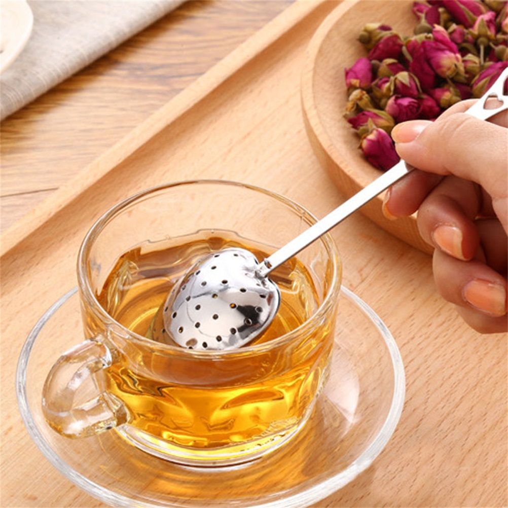 4PCS Stainless Steel Heart Shape Tea Infuser Long Handle Filter Tea Filter for Loose Tea