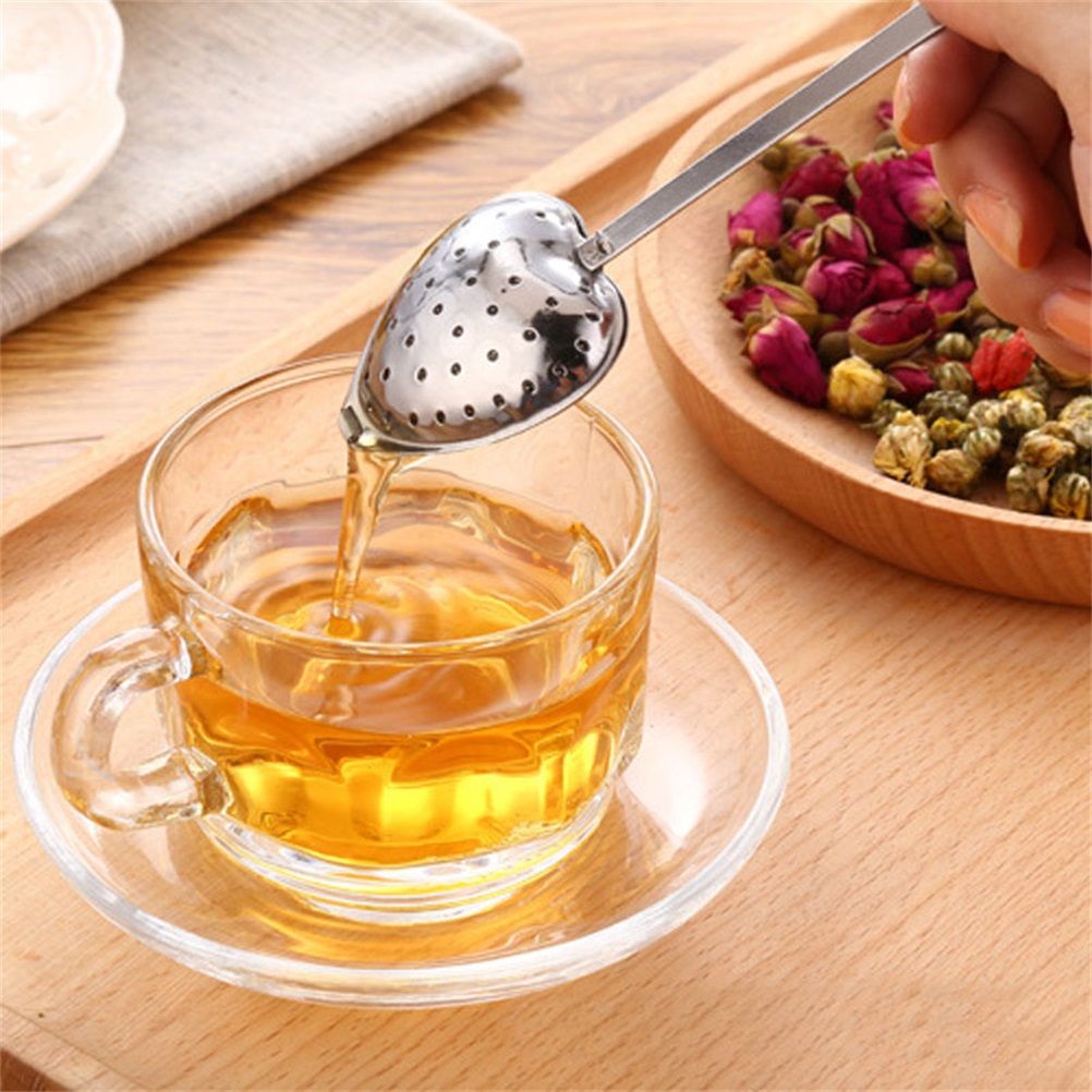 4PCS Stainless Steel Heart Shape Tea Infuser Long Handle Filter Tea Filter for Loose Tea