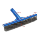 10 Inch Heavy Duty Stainless Steel Wire Pool Algae Brush for Concrete and Gunite Pools and Walkways - 45-Degree Angle