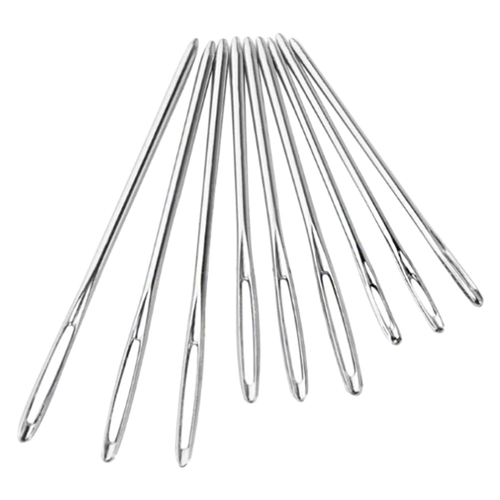 9Pcs Large Eye Blunt Needles Stainless Steel Yarn Knitting Needles Sewing Needles Knitting Weaving Stringing Needles with Needle Bottle