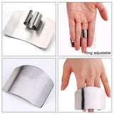 4PCS Stainless Steel Finger Cutting Protector Kitchen Safe Chop Cut Tool Guard Kitchen Tool - Low Angle