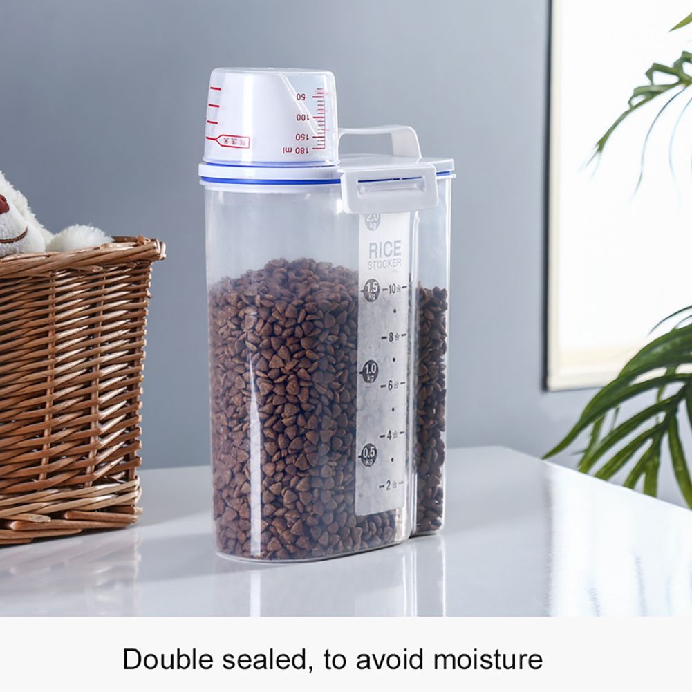 Moisture Proof Plastic Transparent Sealed Bucket with Scale Portable Kitchen Storage Box
