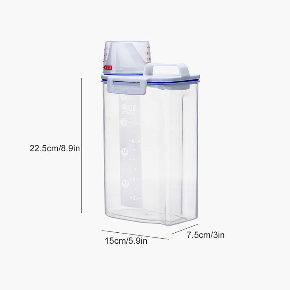 Moisture Proof Plastic Transparent Sealed Bucket with Scale Portable Kitchen Storage Box