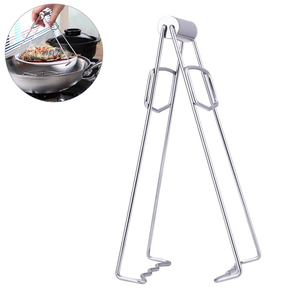 1Pcs Kitchen Stainless Steel Pot Pan Dish Bowl Clip Foldable Dish Plate Clip Tong Kitchen Clamp Cooking Tool