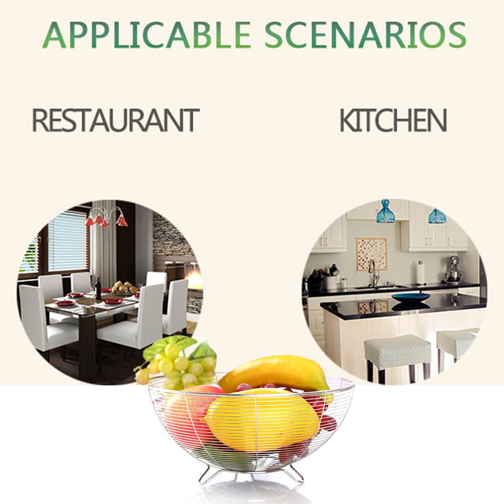 Stainless Steel Fruit Basket Kitchen Fruit Decorative Bowl Vegetable Drain Basket
