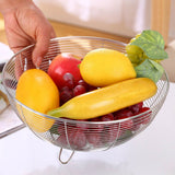 Stainless Steel Fruit Basket Kitchen Fruit Decorative Bowl Vegetable Drain Basket
