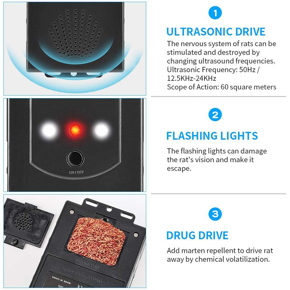 Car Ultrasonic Mouse Repeller Ultrasonic Insect Repellent Device Electronic Mouse Repeller
