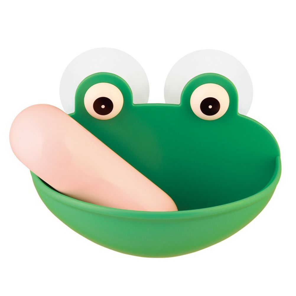Wall Mounted Frog Cartoon Soap Holder Case Dish with Suction Cups