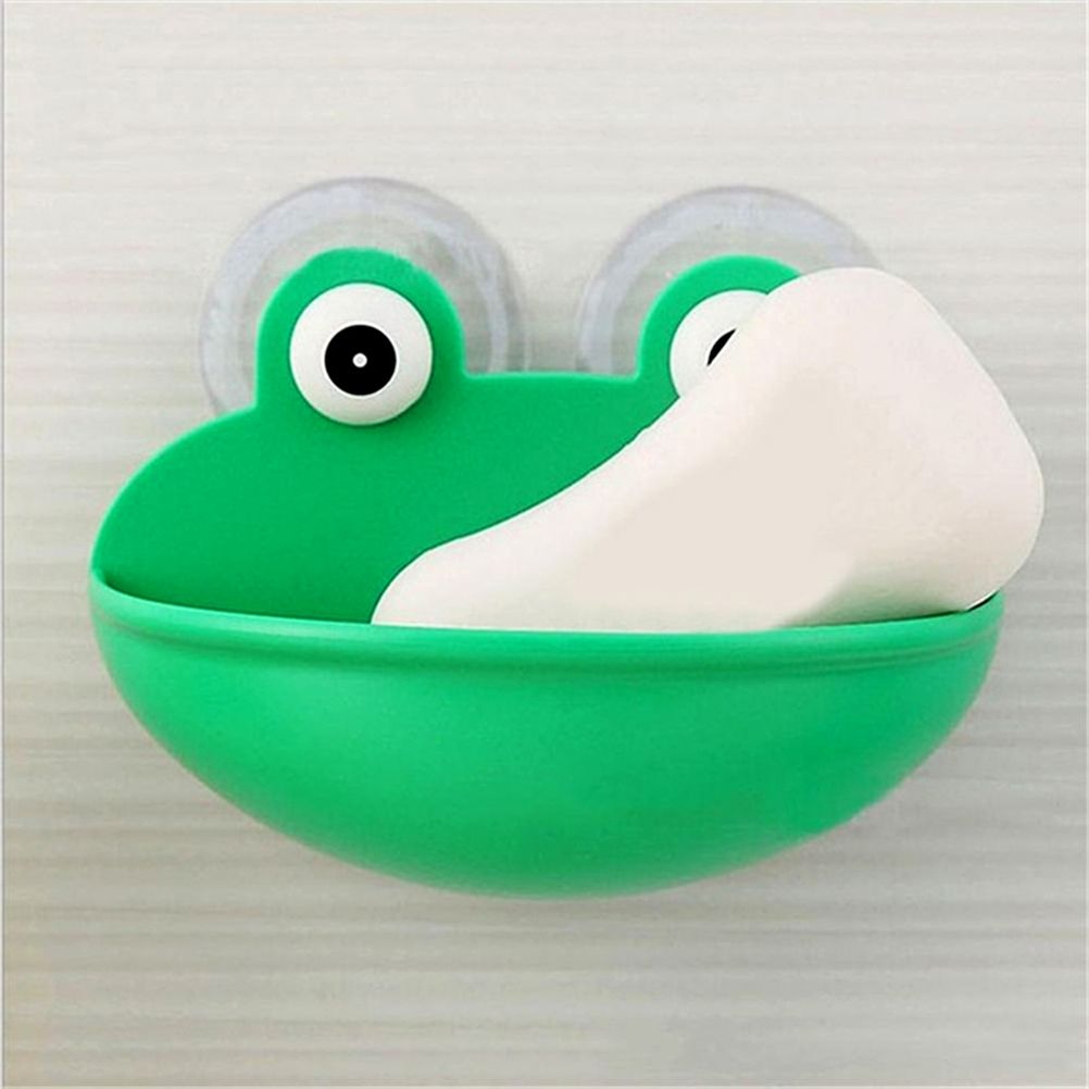 Wall Mounted Frog Cartoon Soap Holder Case Dish with Suction Cups