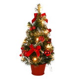 40cm Artificial Tabletop Christmas Tree Mini Xmas Decoration Tree with LED Light Decoration for Christmas Day