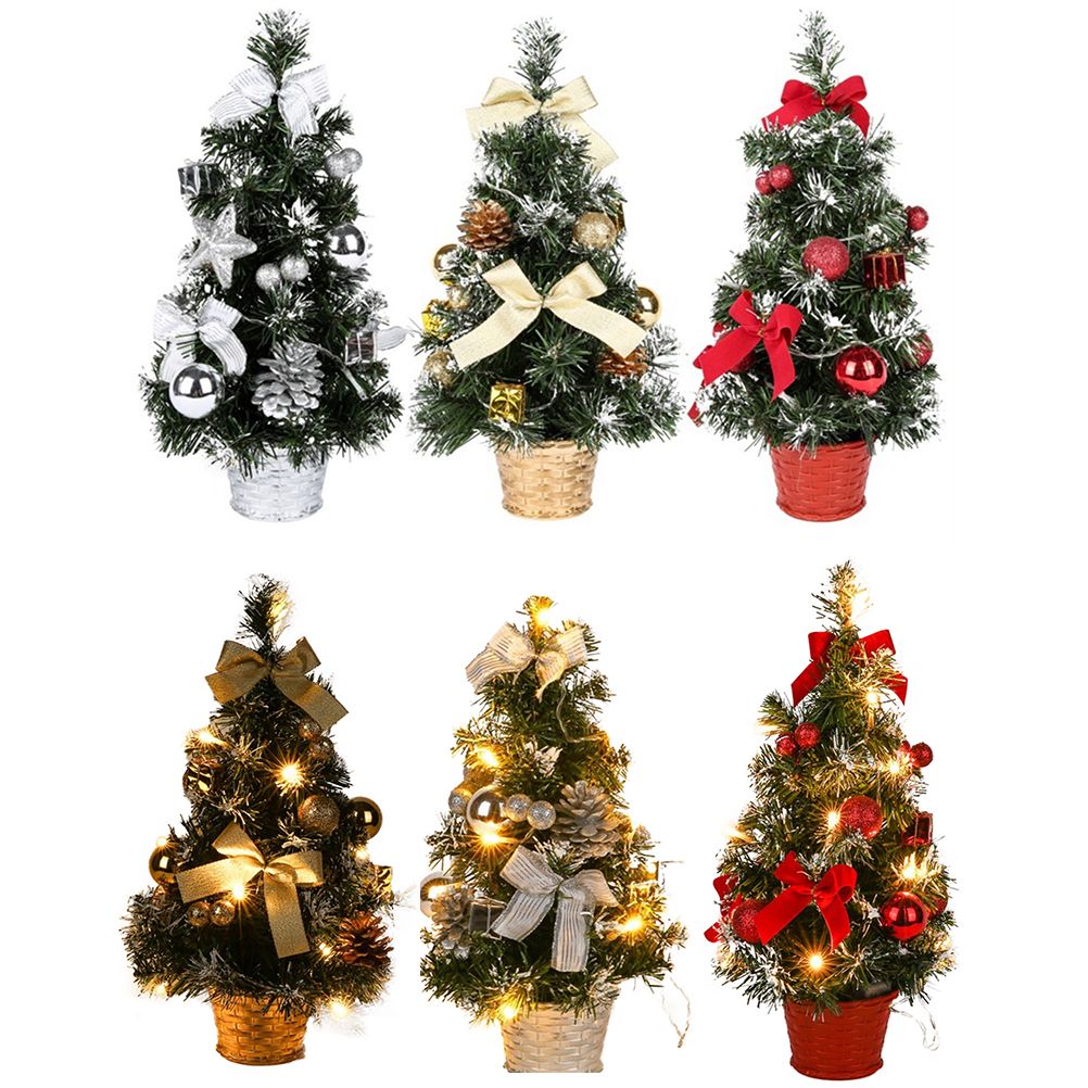 40cm Artificial Tabletop Christmas Tree Mini Xmas Decoration Tree with LED Light Decoration for Christmas Day