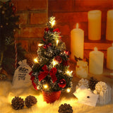 40cm Artificial Tabletop Christmas Tree Mini Xmas Decoration Tree with LED Light Decoration for Christmas Day