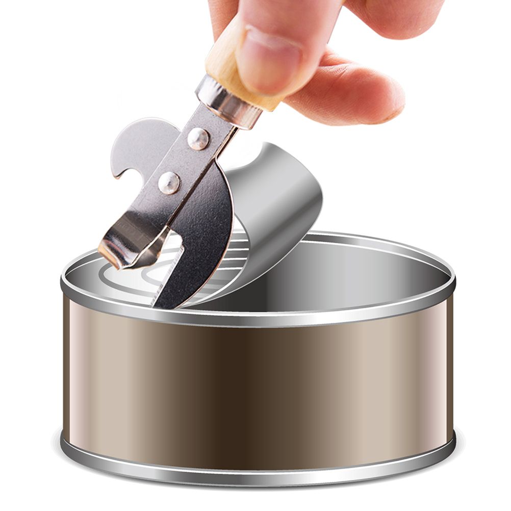 Wooden Handle Can Opener Stainless Steel Can Bottle Opener Practical Beer Can Opener