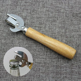 Wooden Handle Can Opener Stainless Steel Can Bottle Opener Practical Beer Can Opener - Top-Down View
