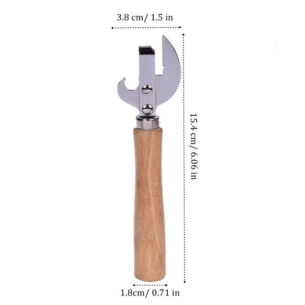 Wooden Handle Can Opener Stainless Steel Can Bottle Opener Practical Beer Can Opener