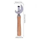 Wooden Handle Can Opener Stainless Steel Can Bottle Opener Practical Beer Can Opener - Close-Up Angle