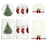 3PCS Christmas Hand Towels Washcloth Pure Cotton Bathroom Christmas Kitchen Towels Basin Towels