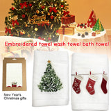 3PCS Christmas Hand Towels Washcloth Pure Cotton Bathroom Christmas Kitchen Towels Basin Towels - 45-Degree Angle