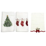 3PCS Christmas Hand Towels Washcloth Pure Cotton Bathroom Christmas Kitchen Towels Basin Towels - Extra Image