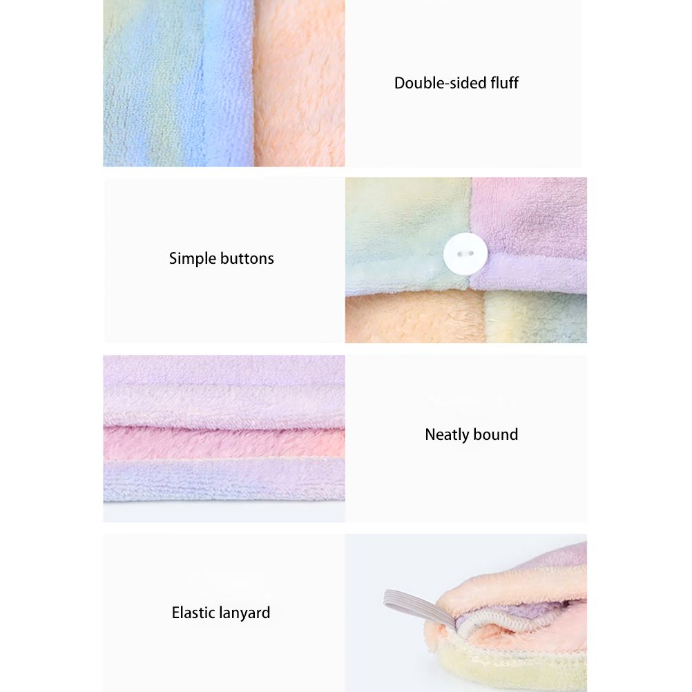 Soft Hair Towel Wrap Drying Bath Shower Hair Turban with Buttons Super Absorbent Quick Dry Hair Towel for Curly Long Thick Hair