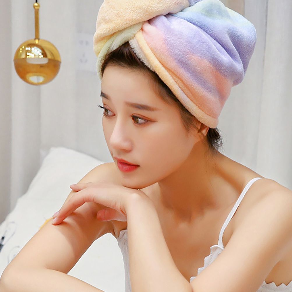 Soft Hair Towel Wrap Drying Bath Shower Hair Turban with Buttons Super Absorbent Quick Dry Hair Towel for Curly Long Thick Hair