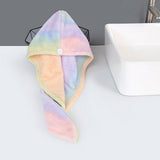 Soft Hair Towel Wrap Drying Bath Shower Hair Turban with Buttons Super Absorbent Quick Dry Hair Towel for Curly Long Thick Hair - Low Angle
