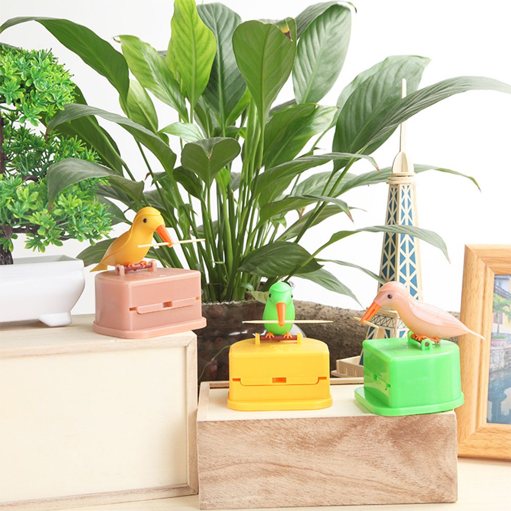 Cute Bird Toothpick Holder Dispenser Gag Gift Cleaning Toothpick Case
