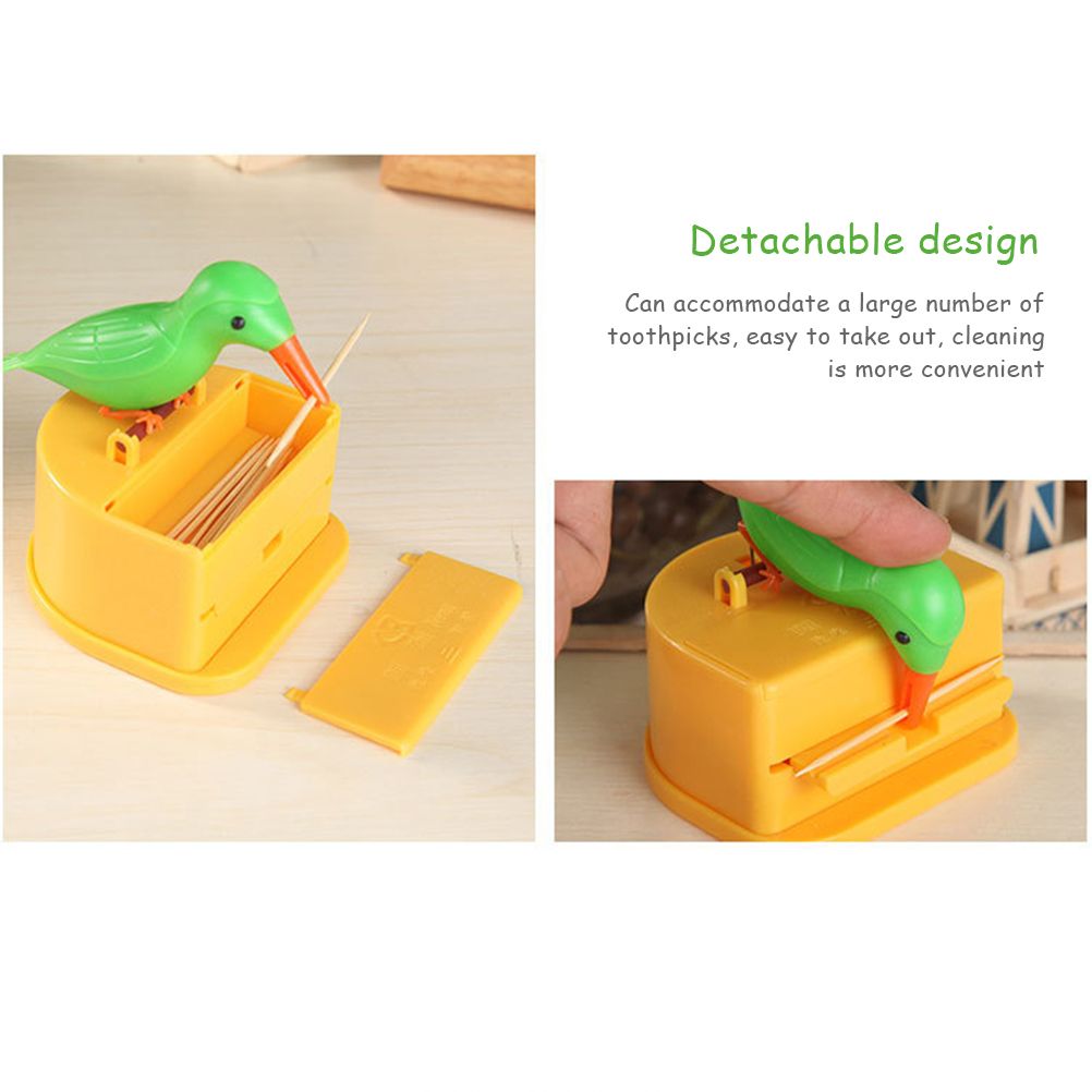 Cute Bird Toothpick Holder Dispenser Gag Gift Cleaning Toothpick Case