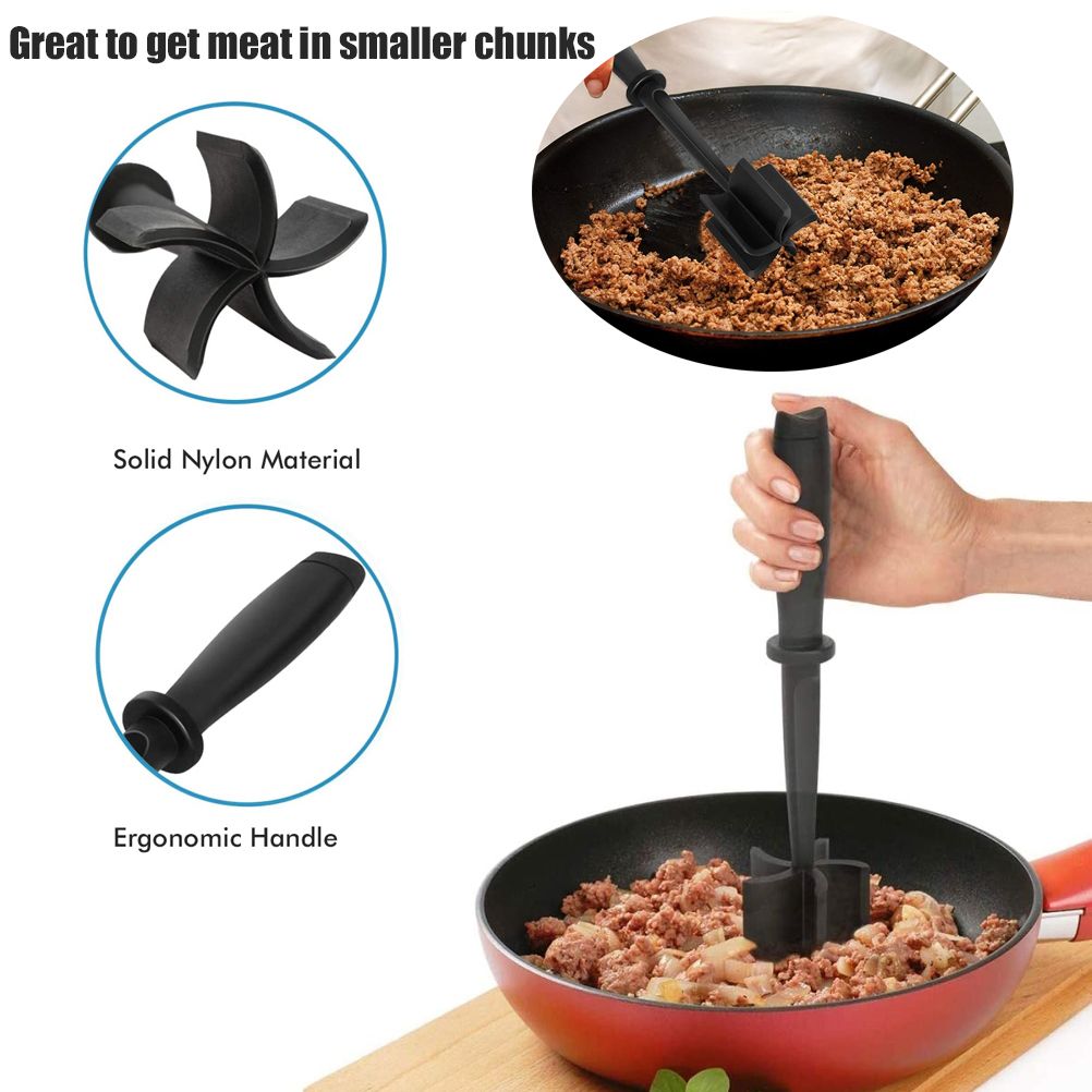 Meat Chopper Multifunctional Ground Beef Masher Ground Beef Turkey Nylon Chopper Utensil Non Stick Cookware